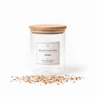 Bote hermético con tapa de bambú