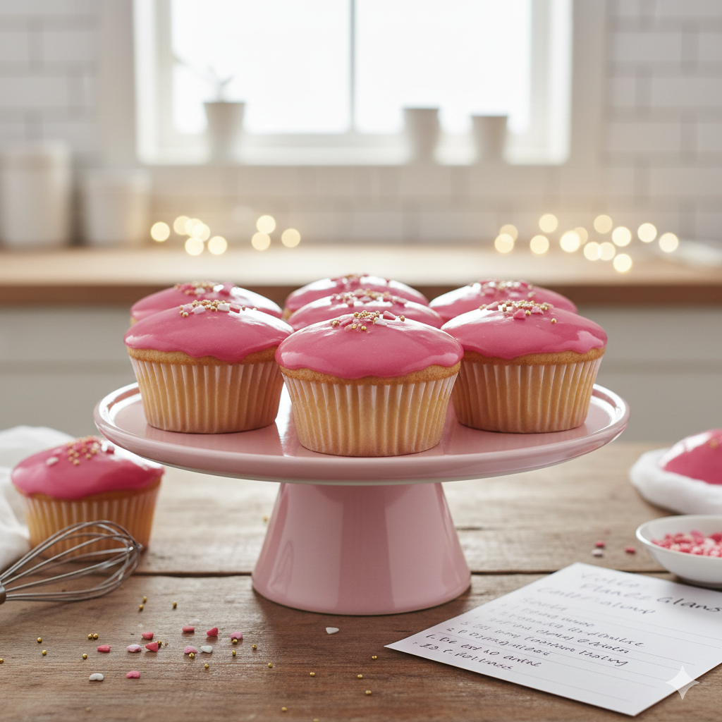 Glaseado rosa brillante hecho con colorante liquido alimentario
