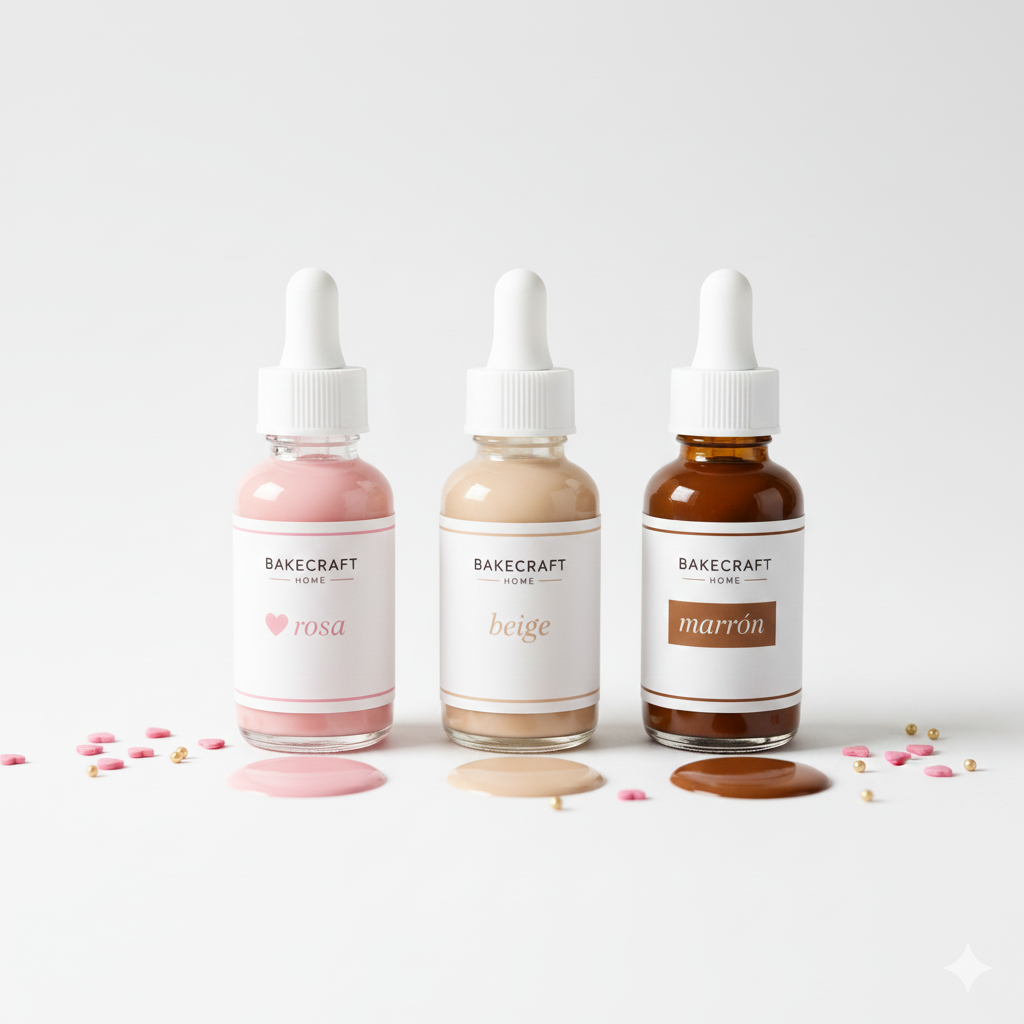 Colorante alimentario líquido rosa beige y marrón