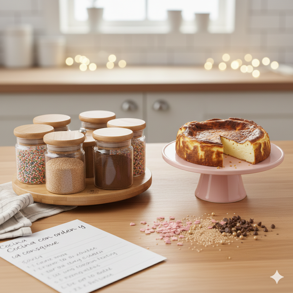 Organizador de especias giratorio colocado en encimera